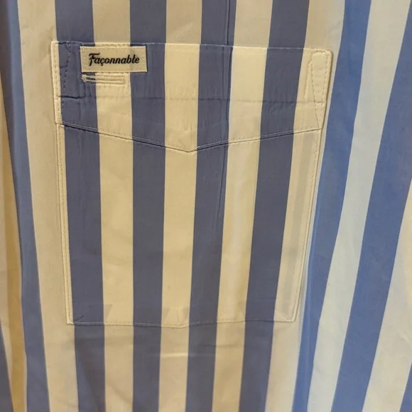 Faconnable Blue and White Striped Button Down Shirt - Picture 4 of 6